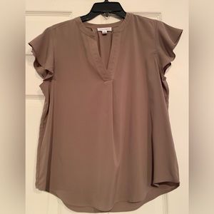 Tan flutter sleeve shirt